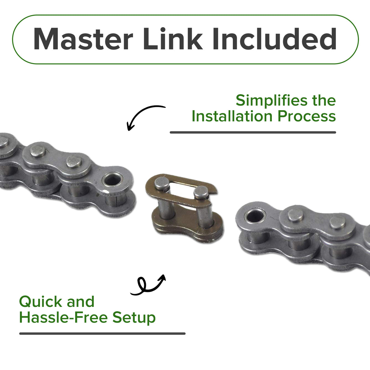 #25 Open Loop Scooter Chain - 3 Feet (144 Links) with Master Link