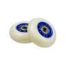 68 mm Wheels with Bearings for Razor RipStik® RipSter, RipStik® RipSter DLX, & Sole Skate (Set of 2), featuring a close-up view of white and blue wheels with pre-installed bearings.