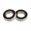 6902-2RS Sealed Rear Caster Stem Bearings for the Jazzy 614 & 614HD (Set of 2), featuring two metal bearings with black rubber rings, shown in a close-up view.