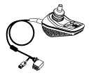 6 Key 70 Amp VSI Joystick Controller with Right Angle Connector (Reconditioned), illustrated as a black and white drawing of a computer mouse with a cable, highlighting its ergonomic and stylish design.