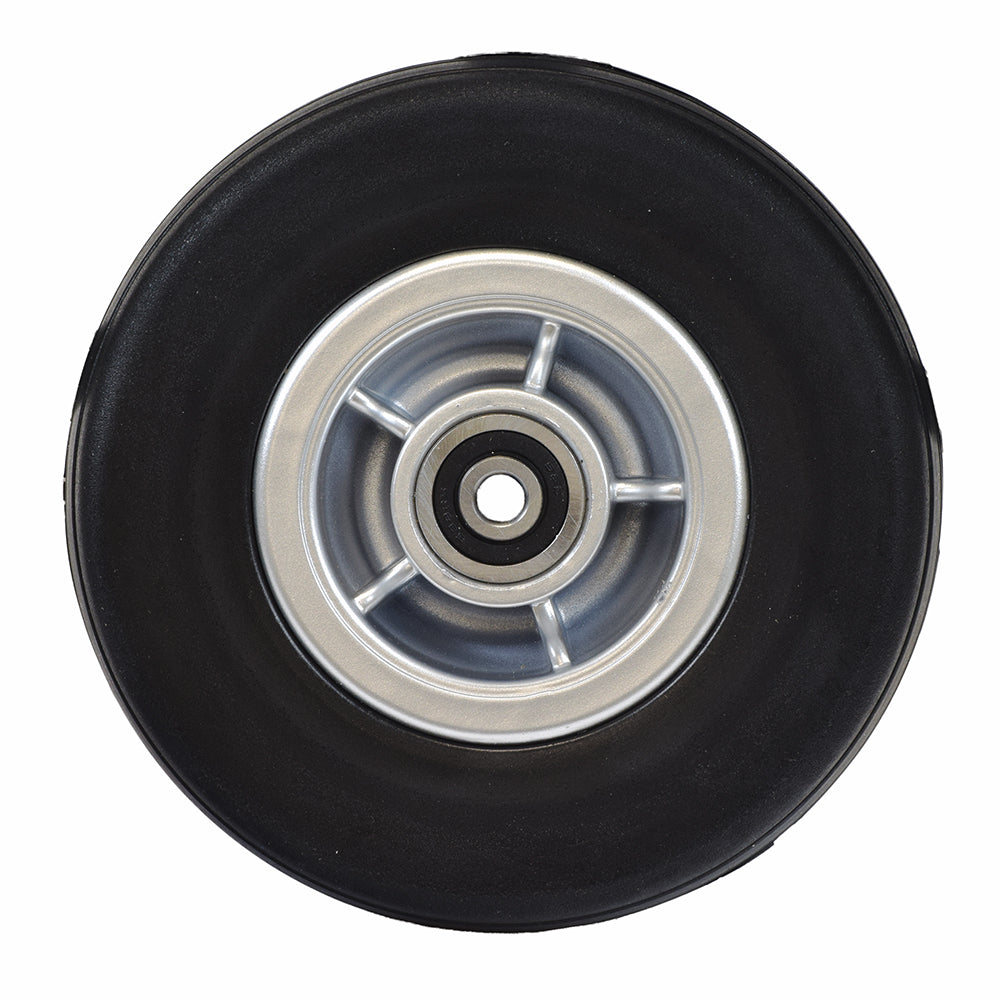 6x2 Caster Wheel Assembly for the Jazzy Elite 14 & Elite HD, featuring a black wheel with silver rim, includes wheel bearings and spacers, designed for smooth mobility on electric power chairs.