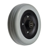 6x2 Invacare-Style Urethane Caster Wheel with Offset Bearings, featuring a black rubber rim and silver center, showcasing durable construction and integrated offset bearings for enhanced performance.