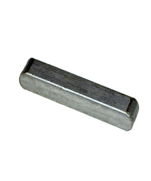 6 mm x 6 mm x 28 mm Axle Key (INDPART2637) - close-up of a small, rectangular steel component essential for mobility devices like scooters and power chairs, shown against a white background.