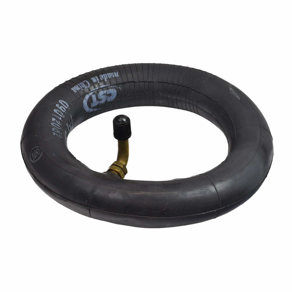 7x1-3/4 Wheelchair Inner Tube with Angled Valve Stem, shown as a black rubber tube with a valve, perfect for specific wheelchair tire sizes.