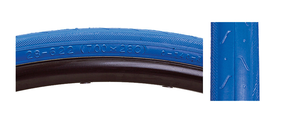 Close-up of a 700x28 Super HP CST740 Bicycle Tire from Sunlite, showcasing the tire's tread pattern and rubber texture.