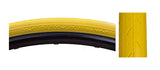 700x28 Super HP CST740 Bicycle Tire from Sunlite, featuring a distinct yellow and black design, ideal for replacing your old bike tire. Perfect for 700x28 rim sizes.