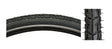 Close-up of a 700x35 Black/Gum Hybrid V-Track Bicycle Tire from Sunlite, showcasing its detailed tread pattern, ideal for replacing old bike tires with a reliable, popular option.