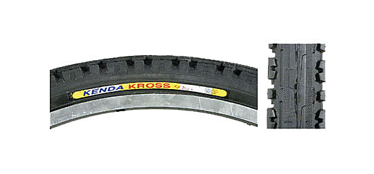 Close-up of the 700x41 Black Shipman CST797 Bicycle Tire, showcasing the black tread and a yellow and red label on the tire's side.