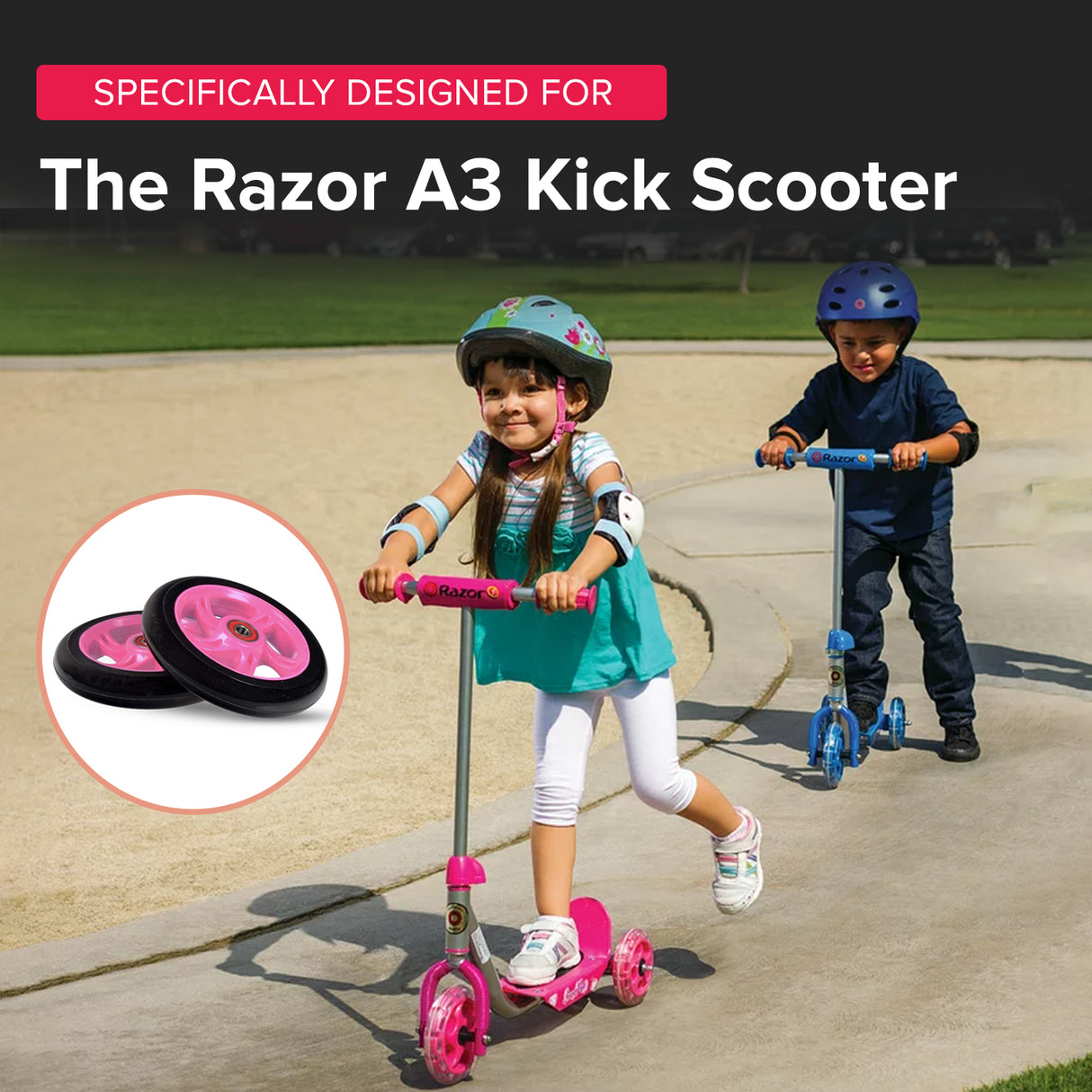 125 mm Razor A3 Kick Scooter Wheels with Bearings (Set of 2)