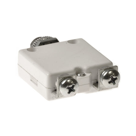 70 Amp Circuit Breaker with Right Angle Screw Terminals, featuring a white plastic box and two visible screws, compatible with various mobility scooters and power chairs from brands like ActiveCare, Drive Medical, and Jazzy.