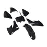 Honda CRF Style 70cc-150cc Dirt Bike Fender & Body Panel Set (Large), featuring black plastic front and rear fenders, fuel tank side covers, side panels, and a number plate.