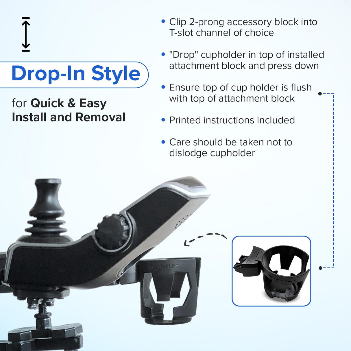 Cup Holder for Quantum Power Chairs with Tru-Balance 3 Seating