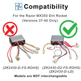 24 Volt ZK2430-D2-FS-ROHS (ZK2430-D-LD) Controller for The Razor MX350 Dirt Rocket Bike (Versions 37-40)