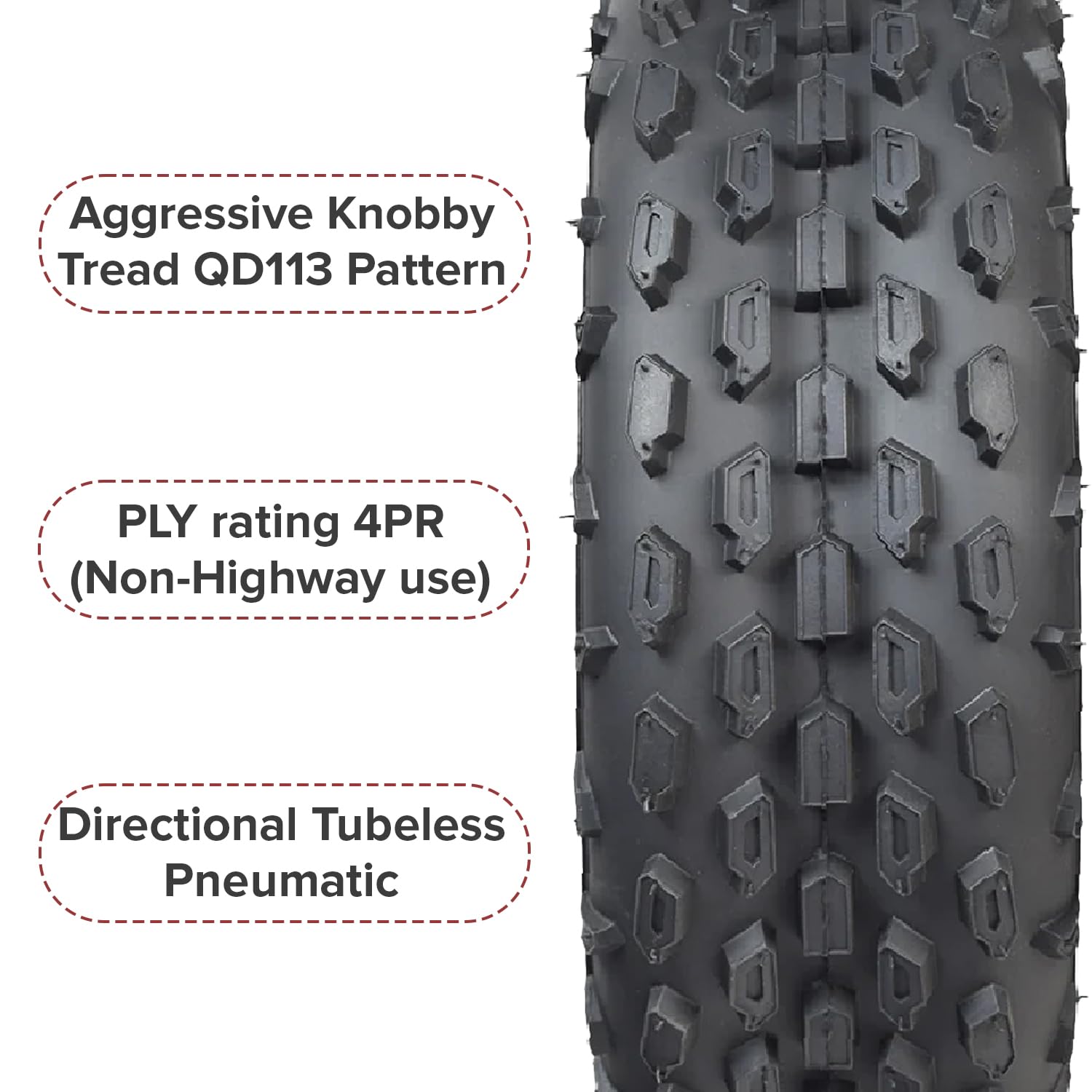19x7.00-8 Knobby Tire for the Massimo Warrior 200 MB200 Mini Bike