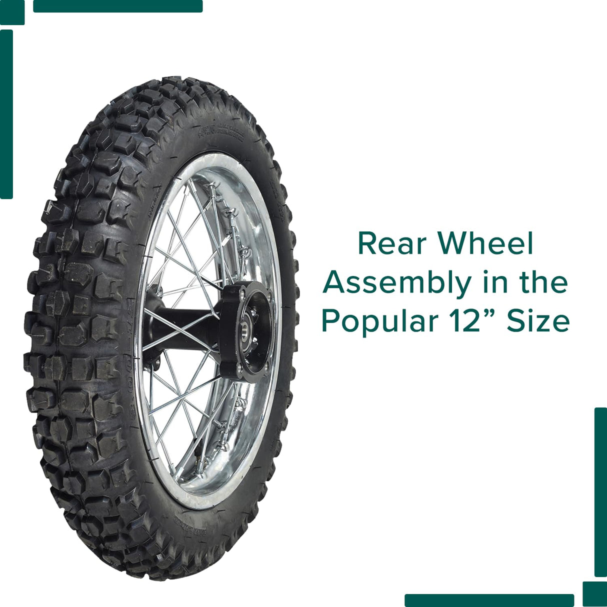 12" (3.00-12) Rear Rim & Tire Wheel Assembly for Dirt Bikes with Disc Brakes (Version 1)