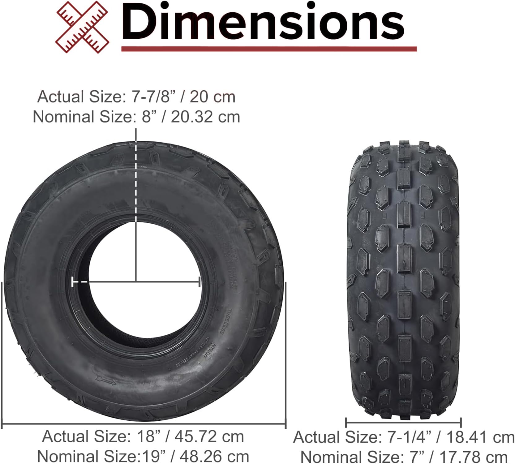 19x7.00-8 Knobby Tire for the Massimo Warrior 200 MB200 Mini Bike