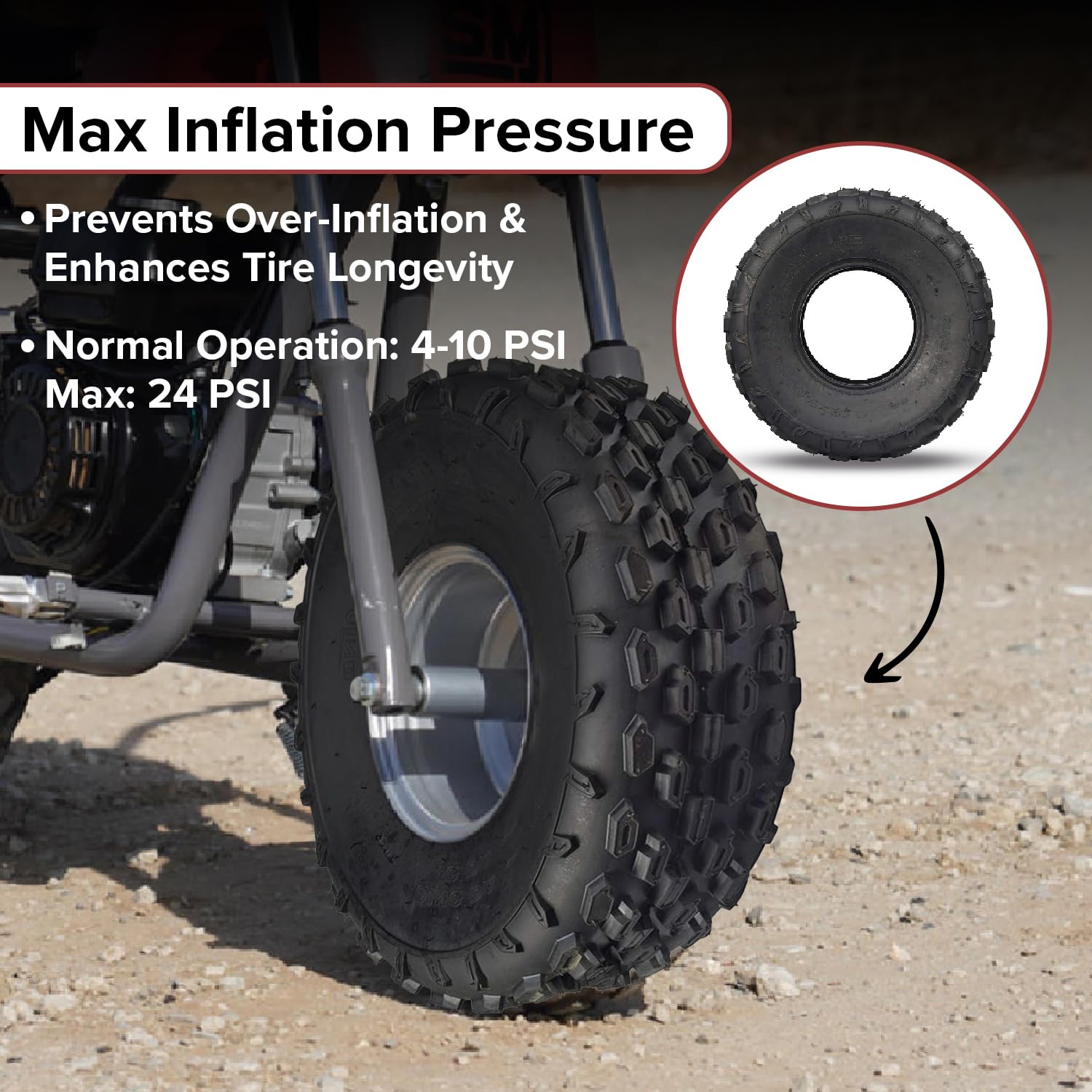19x7.00-8 Knobby Tire for the Massimo Warrior 200 MB200 Mini Bike