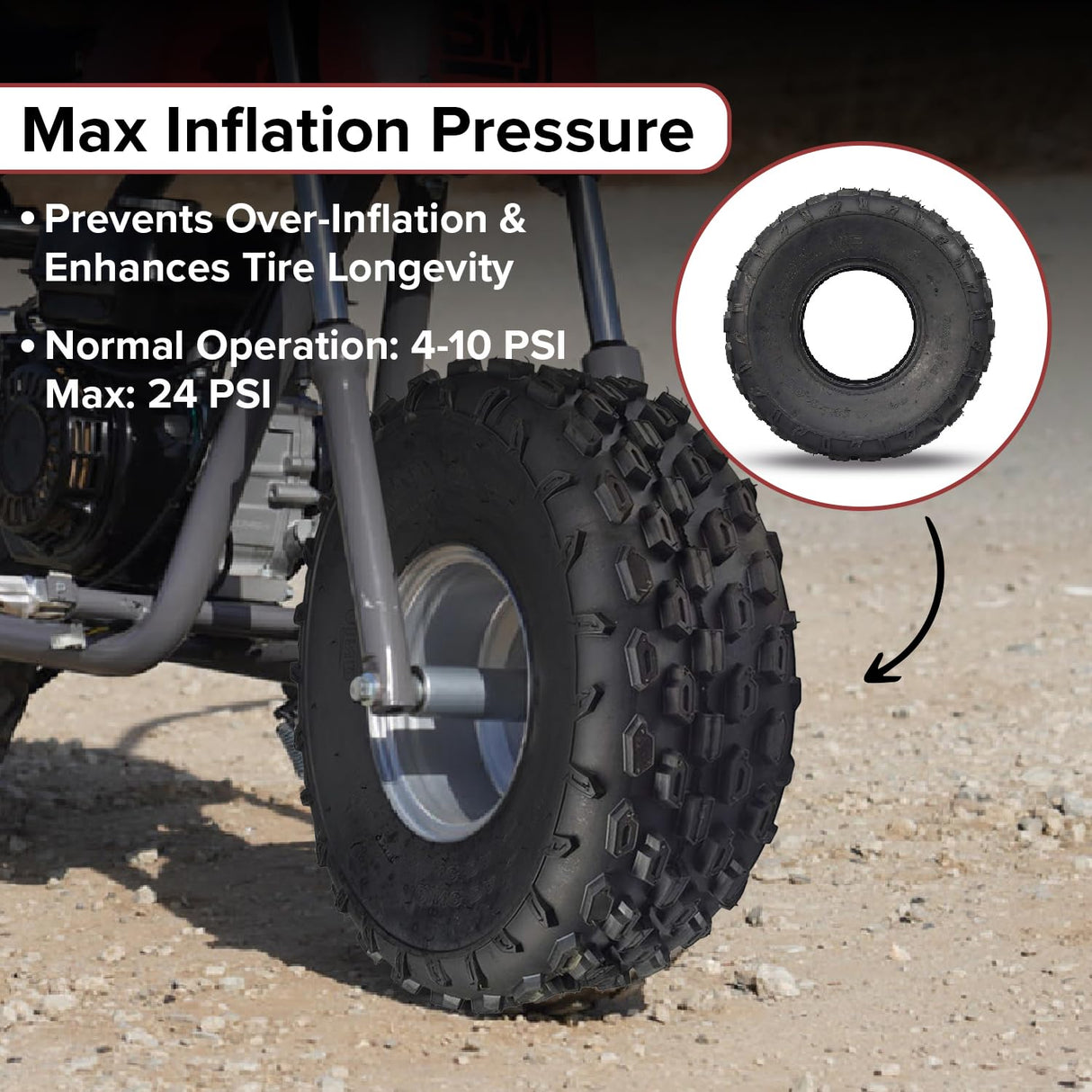19x7.00-8 Knobby Tire for the Massimo Warrior 200 MB200 Mini Bike
