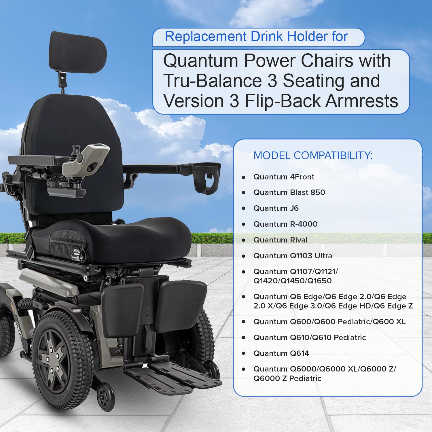 Cup Holder for Quantum Power Chairs with Tru-Balance 3 Seating