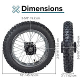 12" (3.00-12) Rear Rim & Tire Wheel Assembly for Dirt Bikes with Drum Brakes (Version 2)