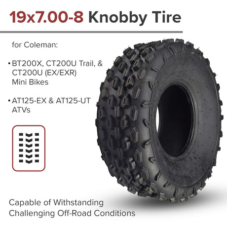 19x7.00-8 Knobby Tire for the Coleman BT200X, CT200U, & CT200U-EX Mini Bikes