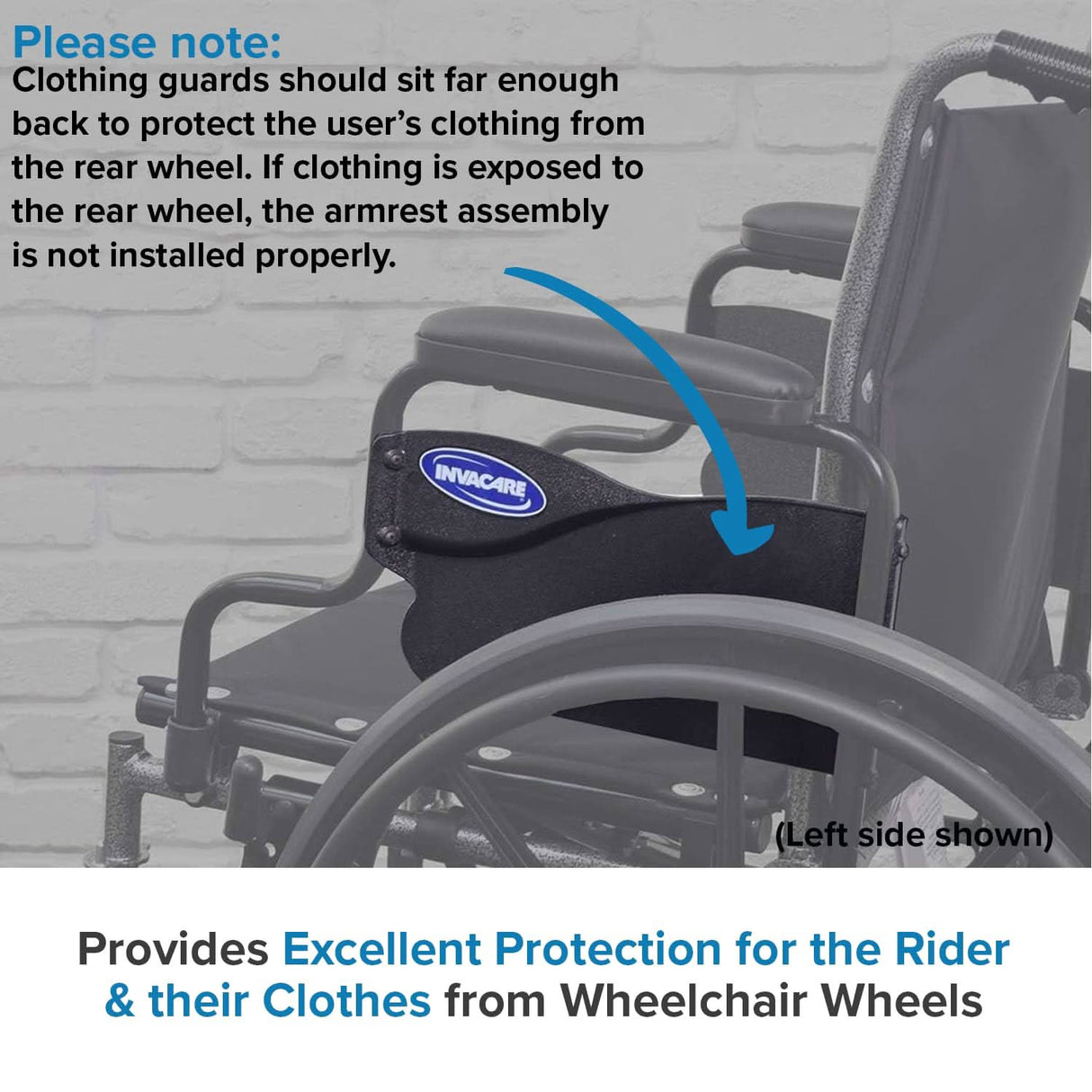 Desk Length Clothing Guard for Invacare Tracer & 9000 Series Wheelchairs