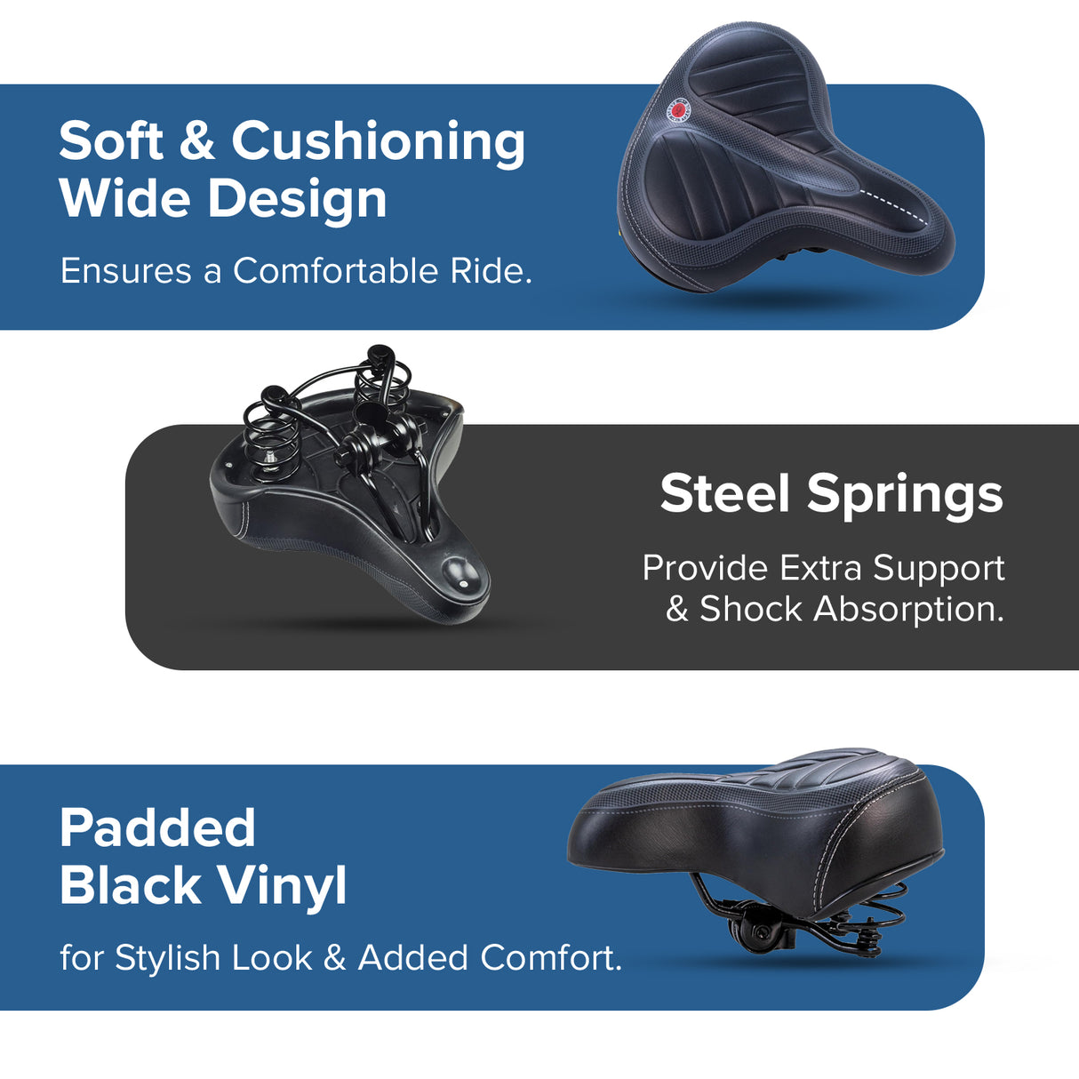 Deluxe Wide Cruiser Saddle Seat for Bikes & Scooters
