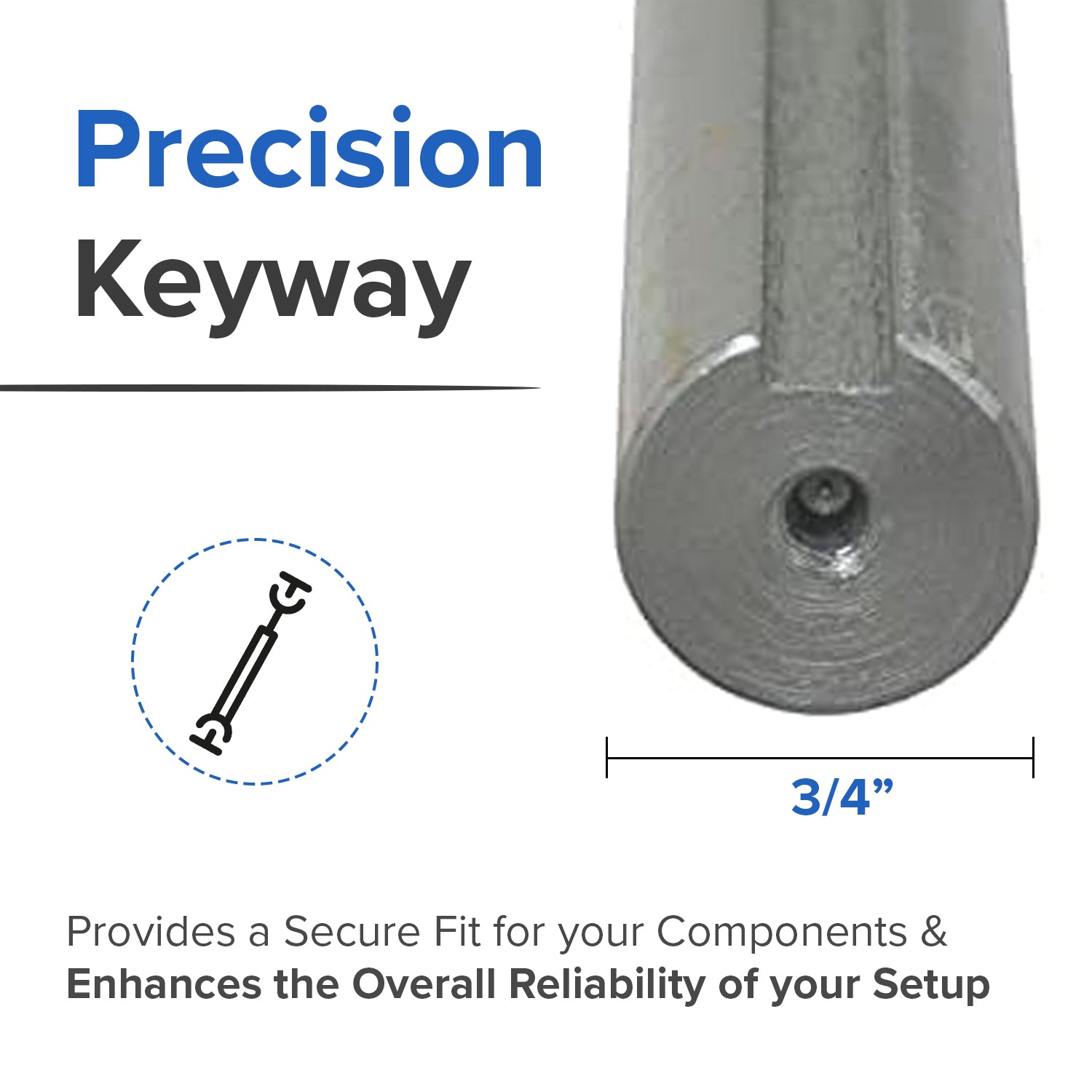 3/4" x 10" Jackshaft with 3/16" Keyway for Go-Karts & Mini Bikes