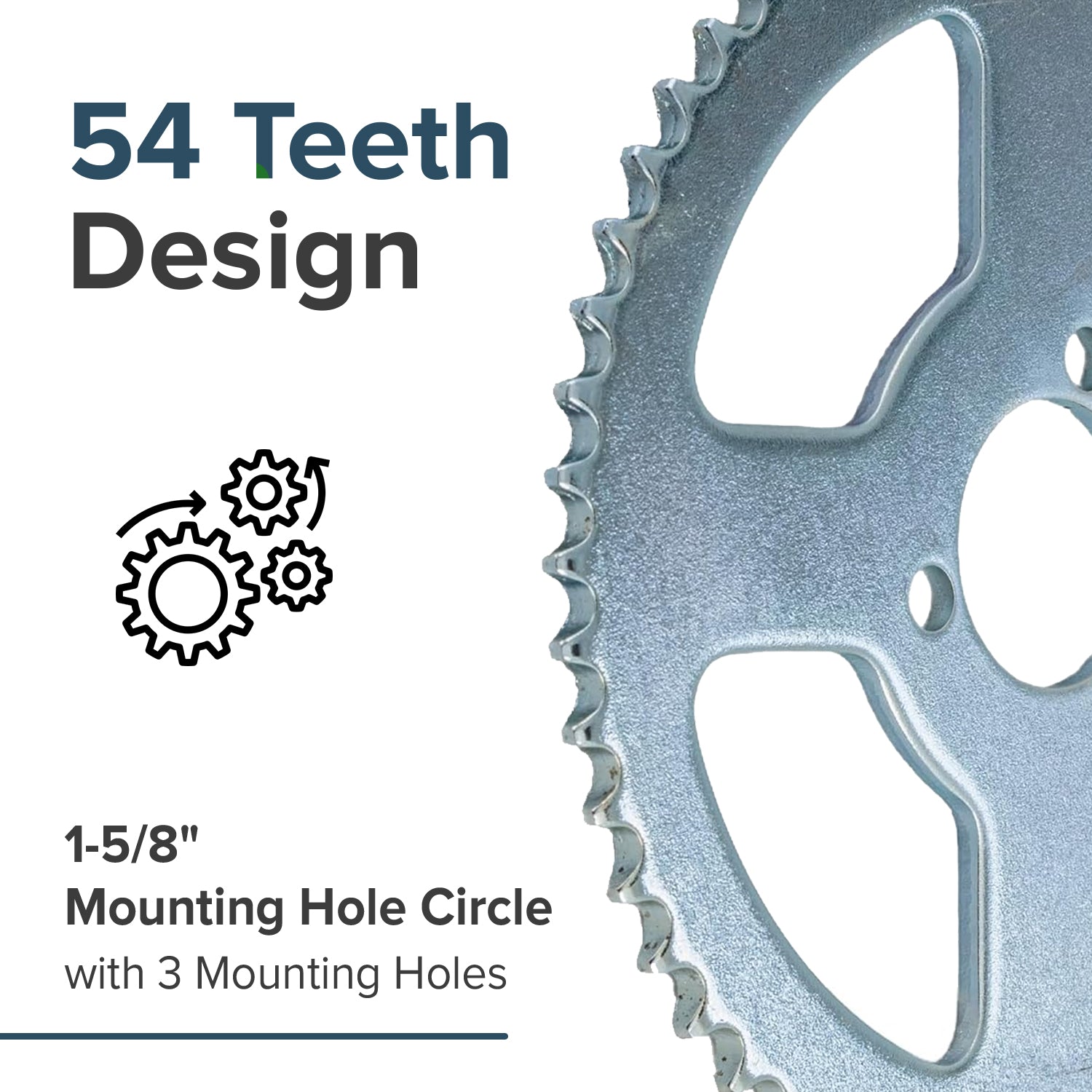 8mm 05T Scooter Chain Sprocket with 54 Teeth and 1-5/8" Mounting Hole Circle (x3 Holes)