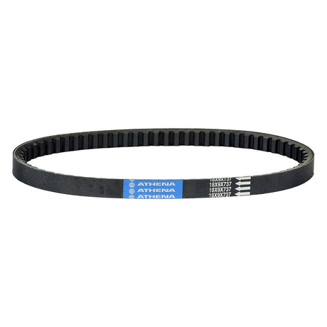 18x9x737 Athena Aramid Scooter CVT Belt featuring a blue label, designed for 50-150cc street scooters.