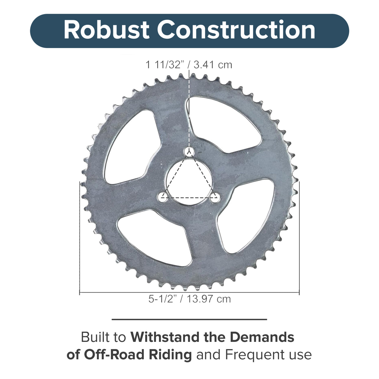 8mm 05T Scooter Chain Sprocket with 54 Teeth and 1-5/8" Mounting Hole Circle (x3 Holes)