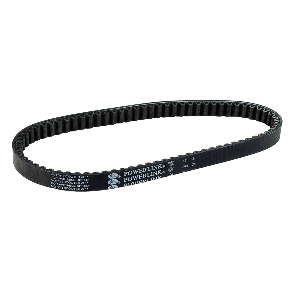 743-20-30 125cc-150cc Gates Powerlink Scooter CVT Belt shown with visible white text, designed for automatic CVT street scooters, ATVs, dirt bikes, and go karts, promising premium durability and performance.