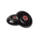 76 mm Scooter Wheels with Bearings (Set of 2), depicting a pair of wheels with visible bearings, ideal for various scooters including Razor RipStik models and Micro Maxi.