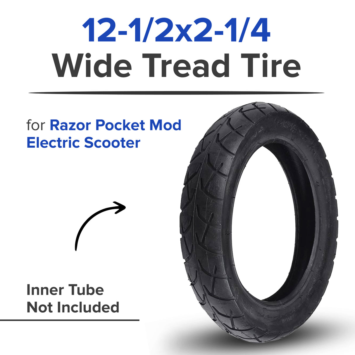12-1/2"x2-1/4" (57-203/62-203) Scooter Tire with Wide Tread