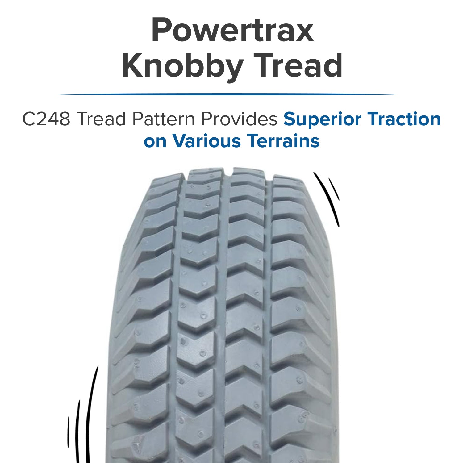 3.00-4 (10"x3", 260X85) Foam-Filled Mobility Tire with C248 Powertrax Tread