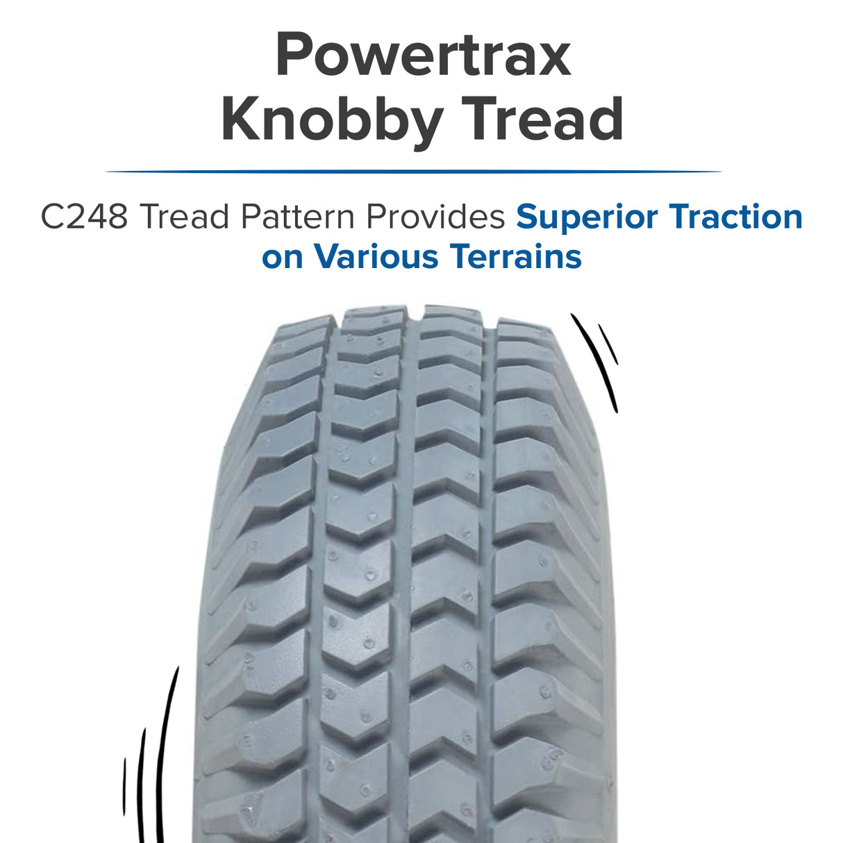 3.00-4 (10"x3", 260X85) Foam-Filled Mobility Tire with C248 Powertrax Tread