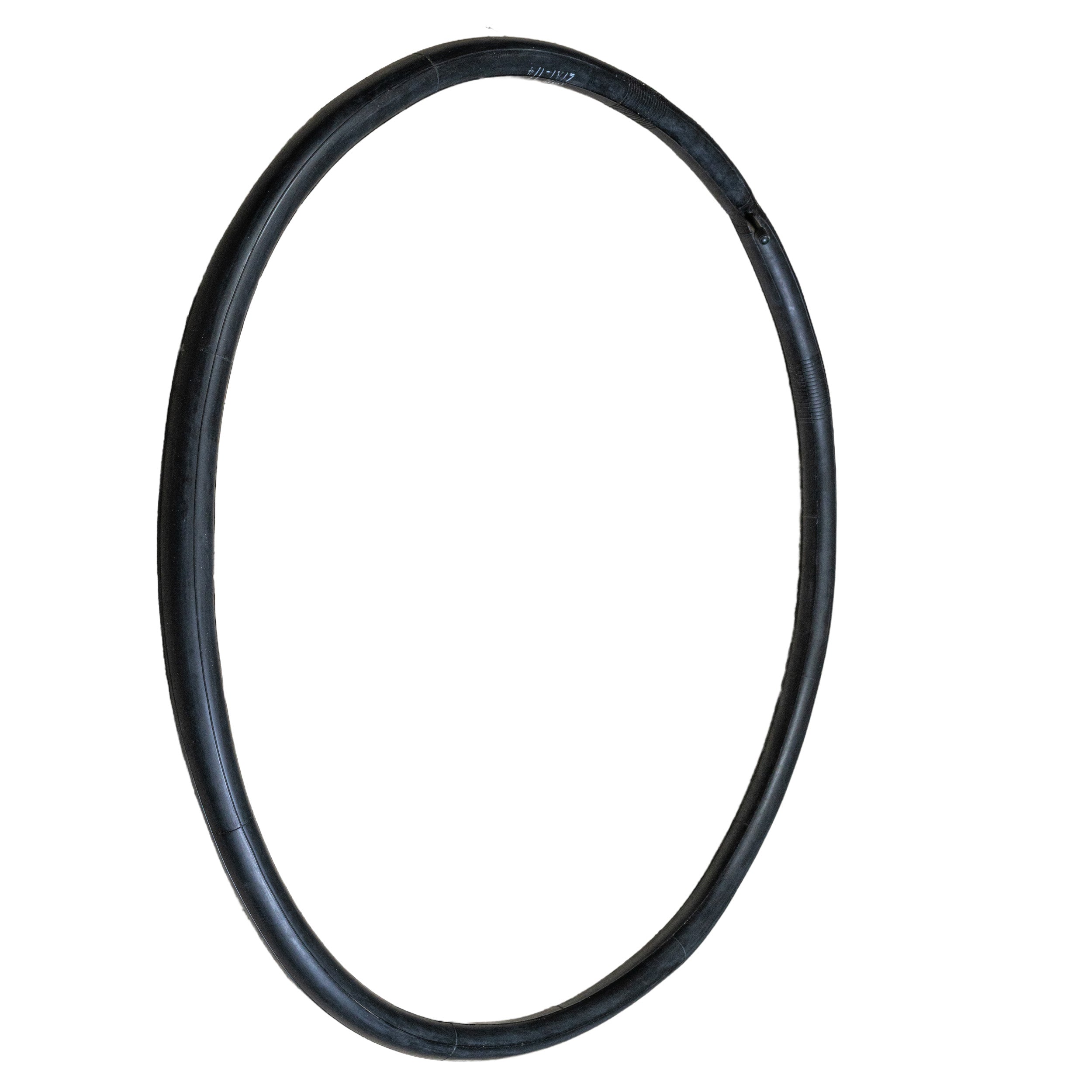 26x2.00/2.125 Bicycle Inner Tube with Straight Valve, shown as a black rubber tube coiled into a circle, ideal for replacing old bike inner tubes.