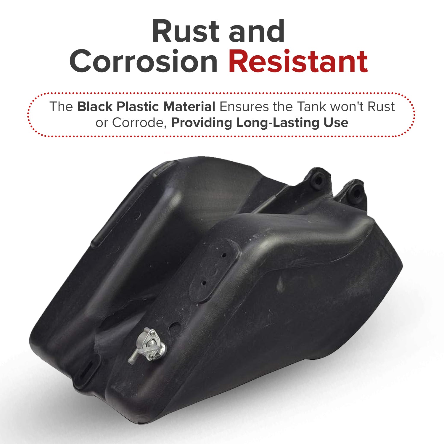 Black Plastic Fuel Tank with Petcock Valve for 90cc to 150cc ATVs
