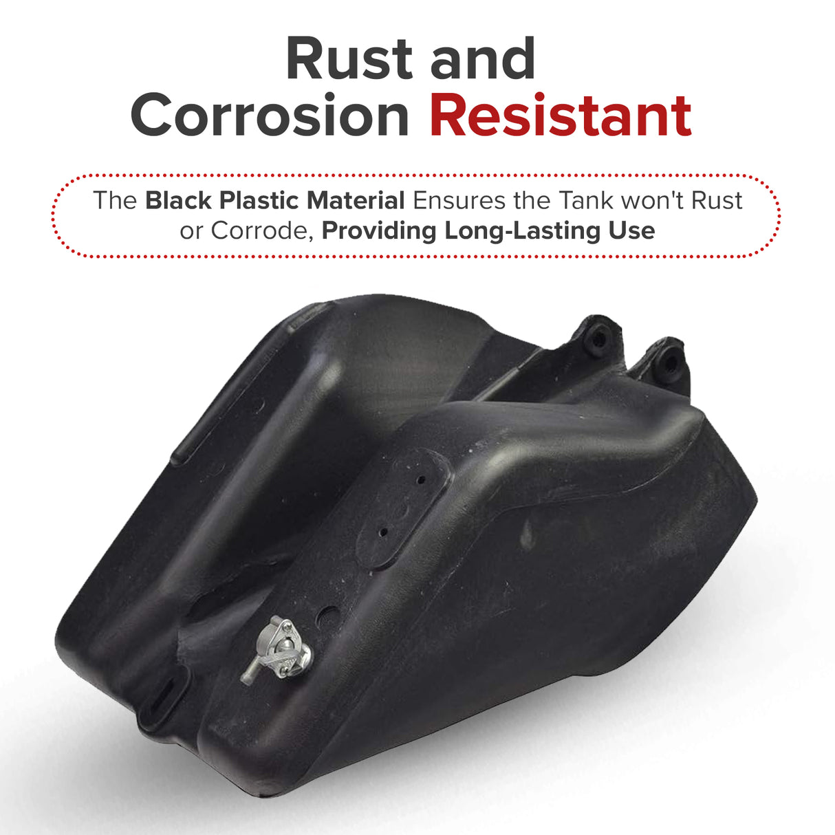 Black Plastic Fuel Tank with Petcock Valve for 90cc to 150cc ATVs