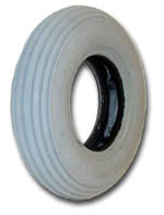 8x2 (200x50) Pneumatic Mobility Tire with IA-2802 Ribbed Tread, featuring a white tire with a black rim, typically used as the front tire for mobility scooters.