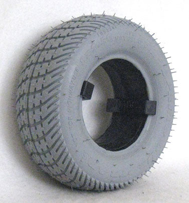 8x2.50 Foam-Filled Mobility Tire with C9267 Durotrap Knobby Tread, featuring a grey tire with a black rim, solid foam insert, and in-cut tread pattern for smooth rolling on hard surfaces.