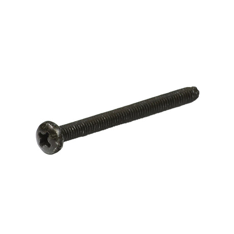 8-32x2 Black Pan Head Self-Tapping Machine Screw (SCRPPTC1018), close-up view, showcasing the screw's detailed threading and pan head design, ideal for mounting accessories on metal handlebars or tillers.