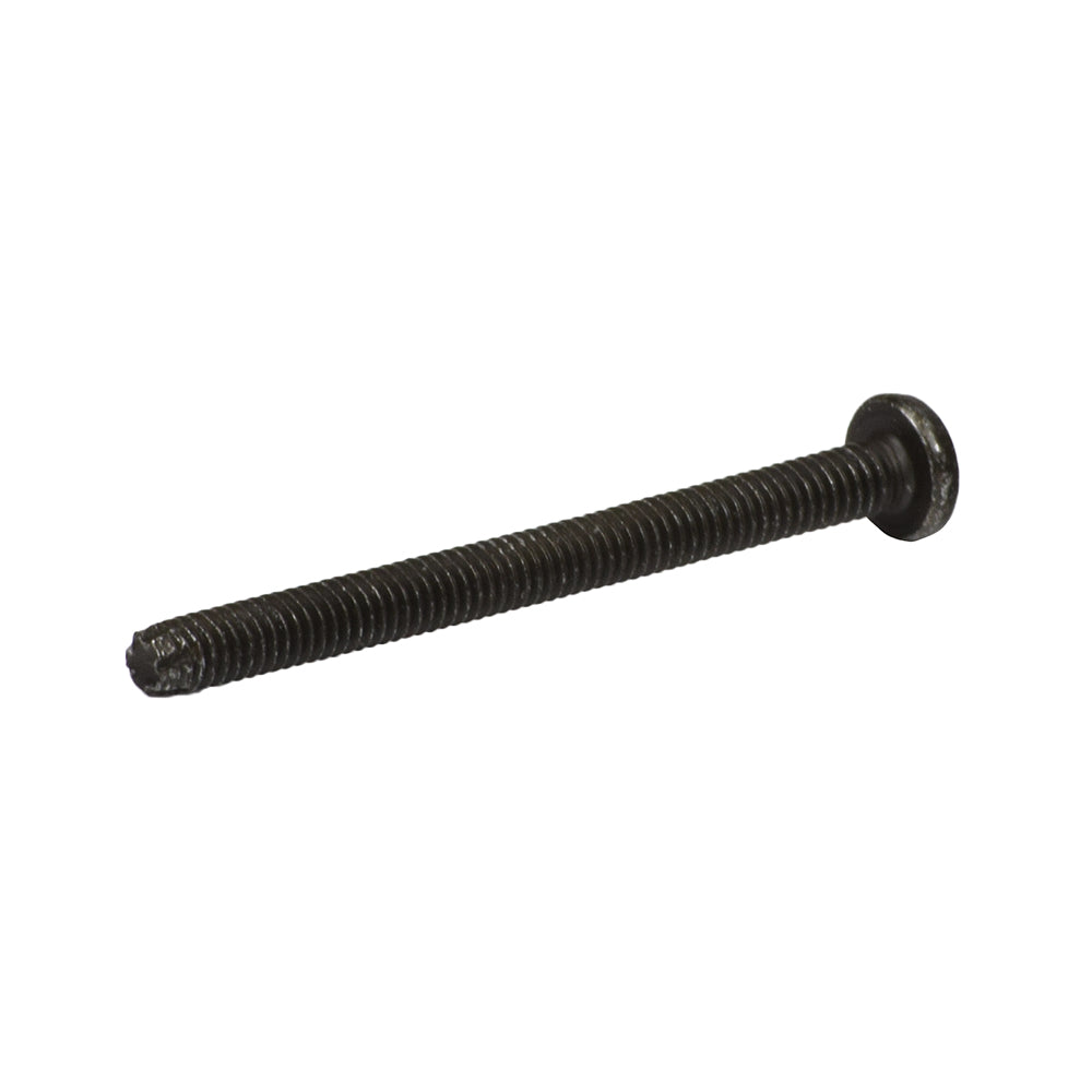 Close-up of the 8-32x2 Black Pan Head Self-Tapping Machine Screw (SCRPPTC1018), showcasing its threaded body and pan head, ideal for attaching accessories to metal handlebars or tillers.