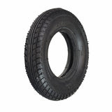 8-1/2x2 Kick Scooter Tire with P1034 Tread, showing a close-up of the detailed circular pattern tread and central hole, designed for various scooters, emphasizing durability and directional mounting.