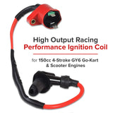 High Output Racing Performance Ignition Coil for 150cc 4-Stroke GY6 Go-Kart & Scooter Engines