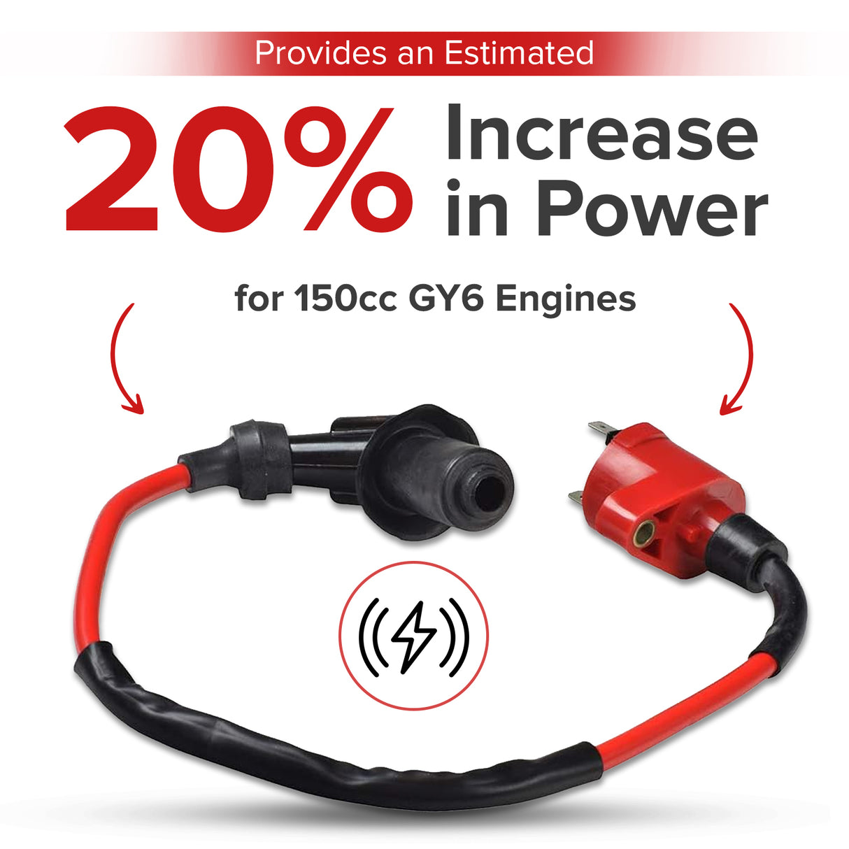 High Output Racing Performance Ignition Coil for 150cc 4-Stroke GY6 Go-Kart & Scooter Engines