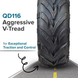 19x7.00-8 Tire with QD116 V-Tread for Baja Mini Bikes MB165 & MB200, ATVs, & Go Karts