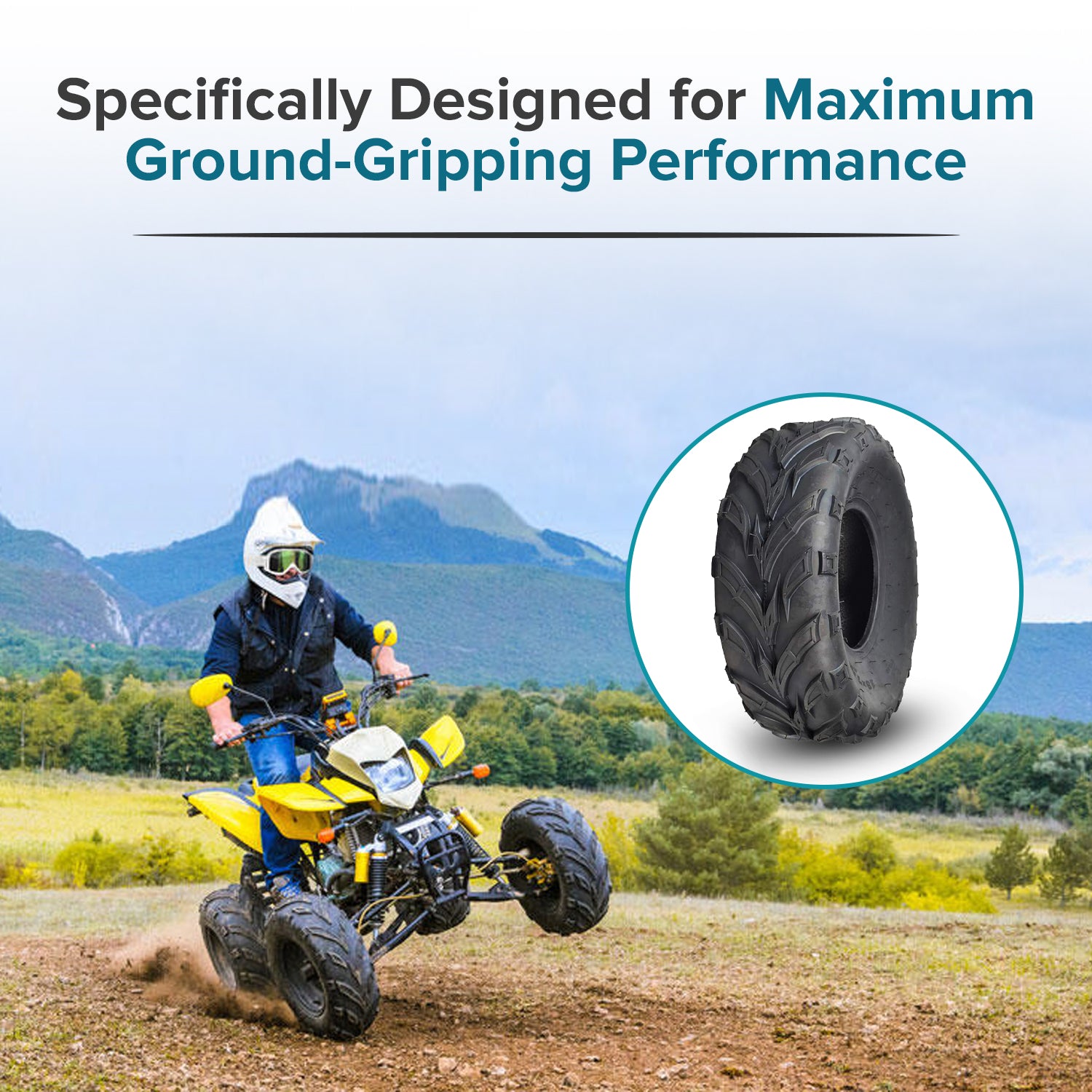 19x7.00-8 Tire with QD116 V-Tread for Baja Mini Bikes MB165 & MB200, ATVs, & Go Karts