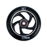 110 mm 841 5 Star Forged Scooter Wheel featuring a robust black design with white text, crafted from a single aluminum block, providing exceptional strength. Includes Titan ABEC-9 bearings and spacer.