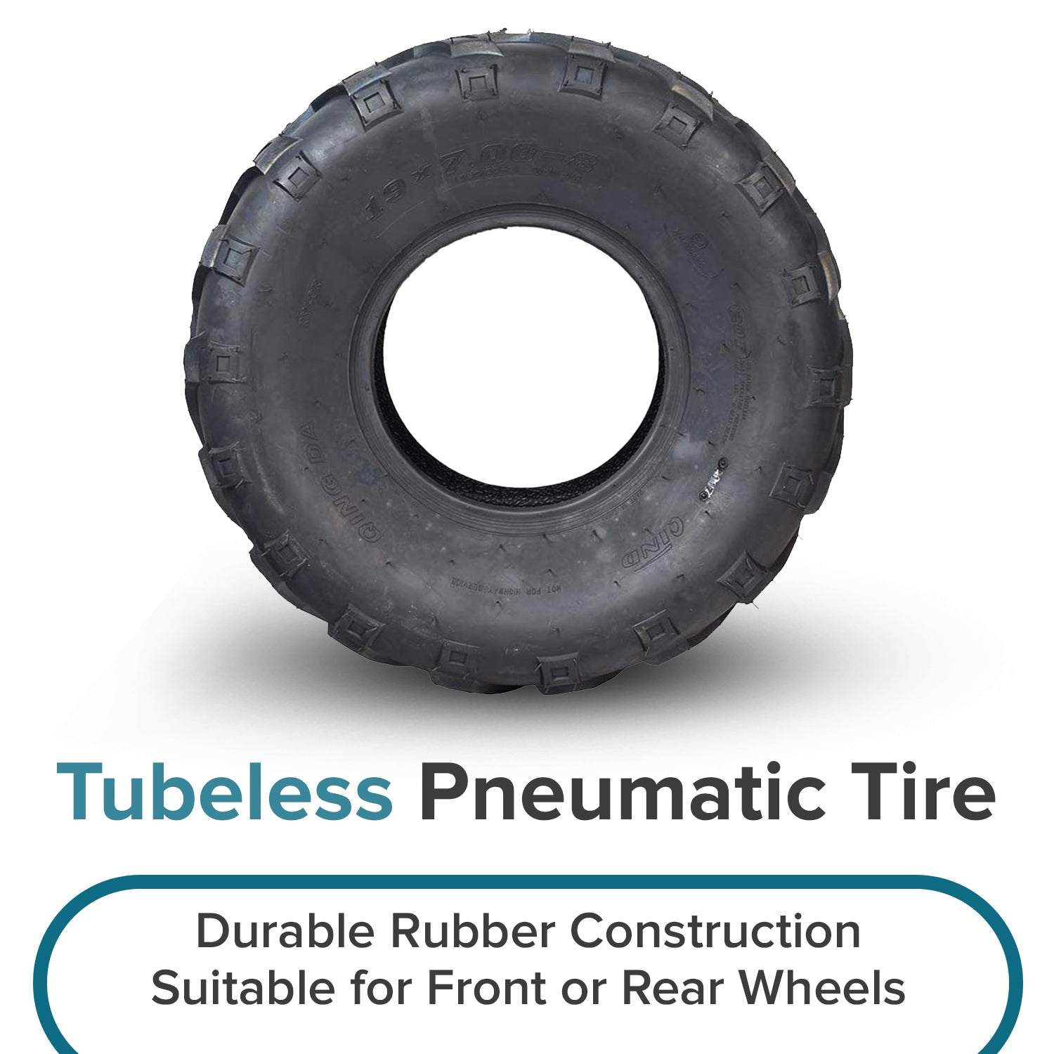 19x7.00-8 Tire with QD116 V-Tread for Baja Mini Bikes MB165 & MB200, ATVs, & Go Karts